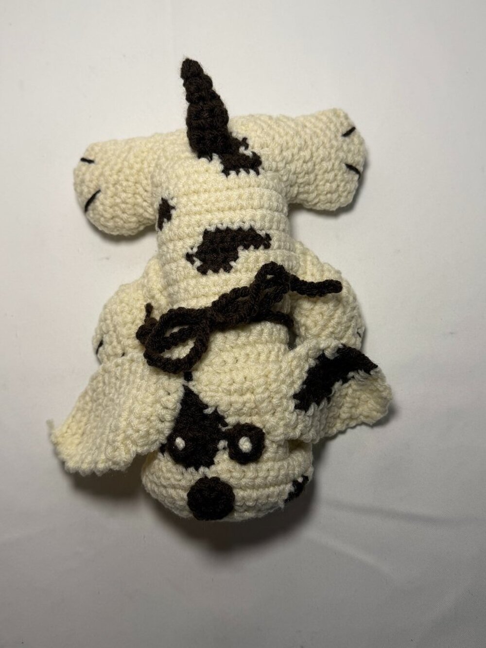Handmade Crochet Pound Puppy Dog Amigurumi Cream & Brown Spots Floppy Ears New - Picture 2 of 8